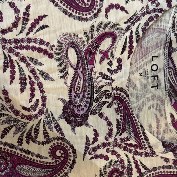 LOFT Short Sleeve Paisley Tee - Purple and White - Picture 4 of 4